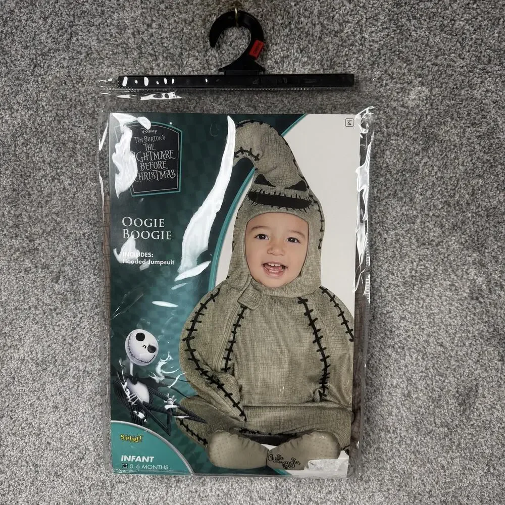 Spirit Halloween Oogie Boogie Costume Boys One Size 0-6M Brown Infant Hooded New